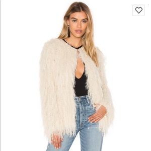 JOA ivory shaggy coat size M, cardigan NWOT